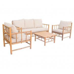 Tinka bambu utegrupp 3-sits soffa med bord och 2 st fåtöljer - Bambu