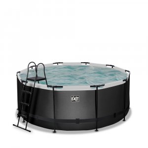 Pool ø360x122cm med filterpump - Svart